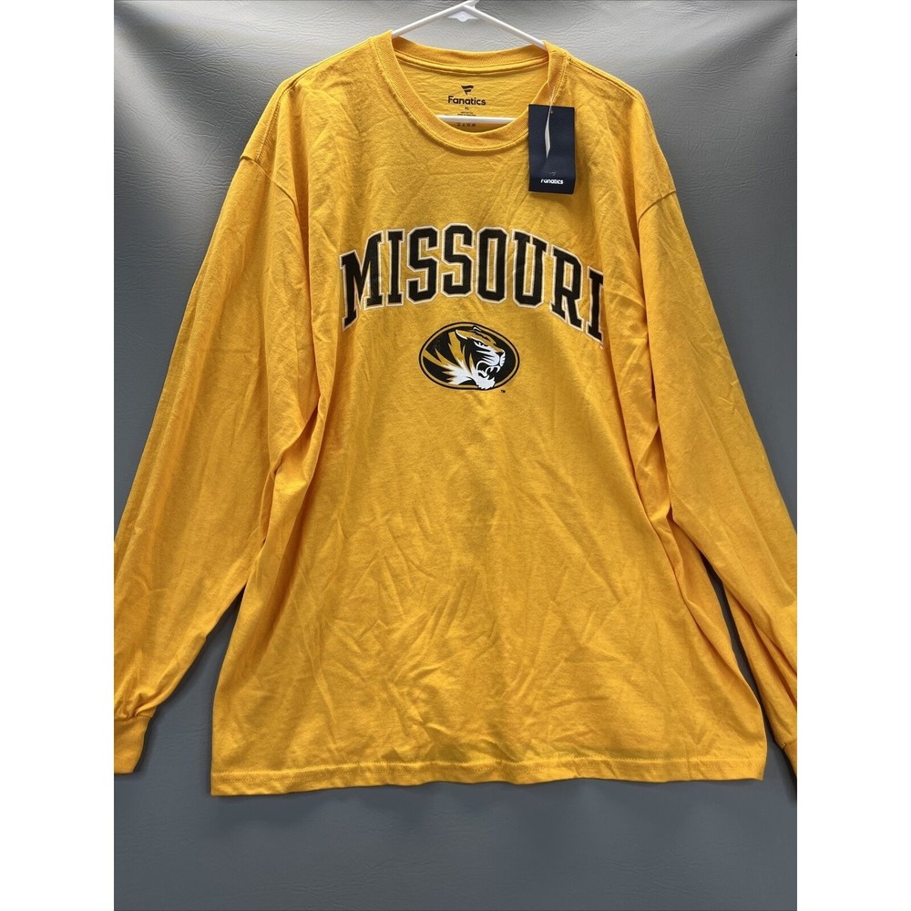 Fanatics Missouri Tigers Team Lockup Long Sleeve Yellow TShirt Mens XL Mizzou